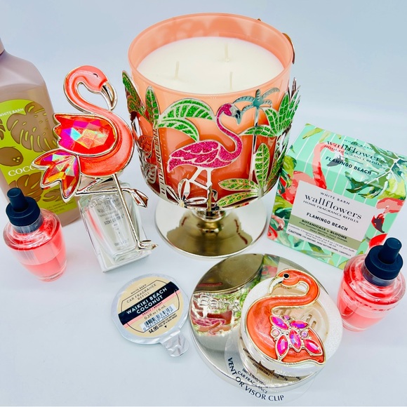BBW🦩 Flamingo Beach & Coconuts 🥥 8 pc tropical gift set - Picture 2 of 9